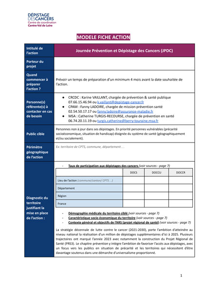 Fiche action rapide - CRCDC Centre Val de Loire