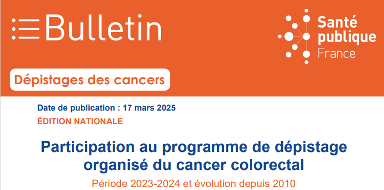 Publication des taux de participation au dépistage organisé du cancer colorectal 2023-2024