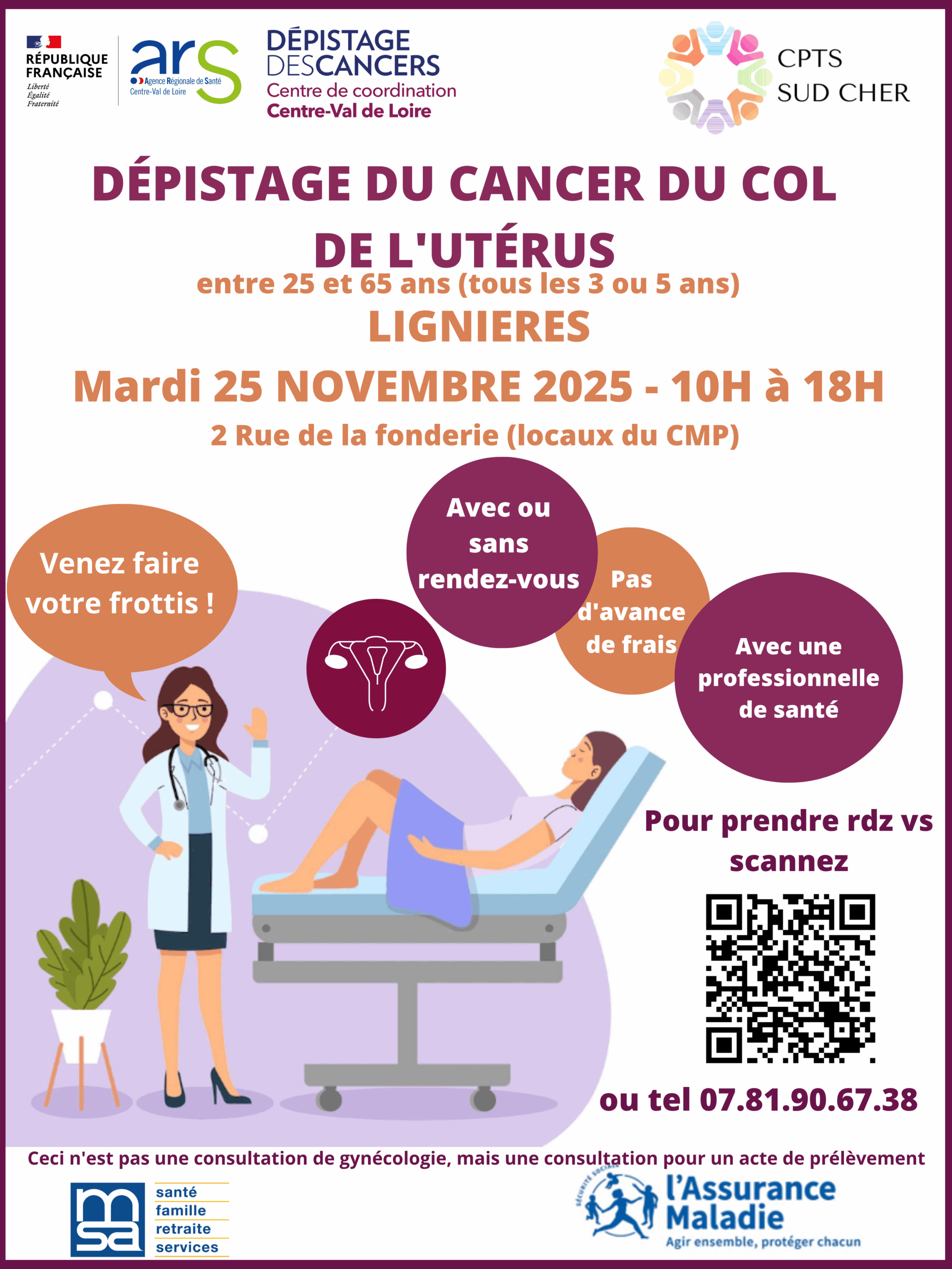 Une nouvelle journée dédiée au dépistage du cancer du col de l’utérus dans le Cher (Lignières)