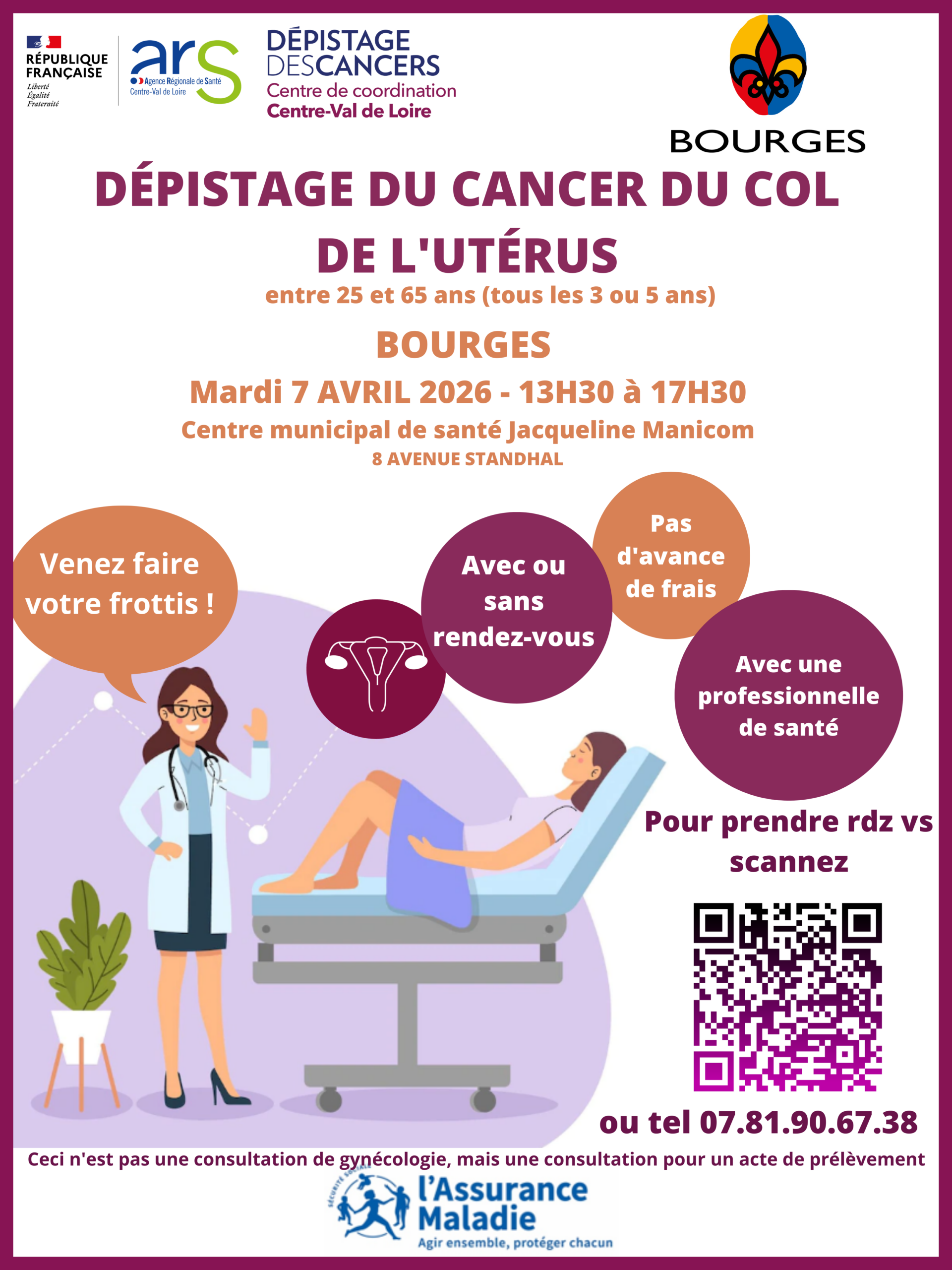 Dépistage des cancers du col à BOURGES : une après midi dédiée